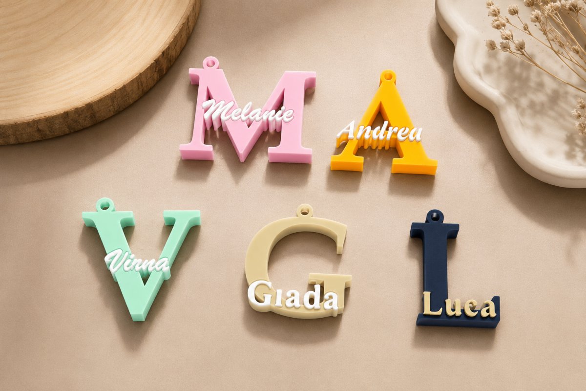 Custom 3D Printed Initial Letter Keychain